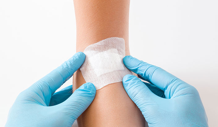 Wound Care Bandage cutting