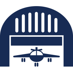 Icon of an airplane in a hangar, symbolizing NSL Aerospace's collaboration with OEMs for high-quality aerospace products