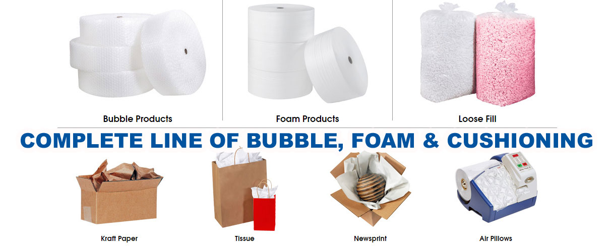Complete line of packaging bubble,foam & cushioning